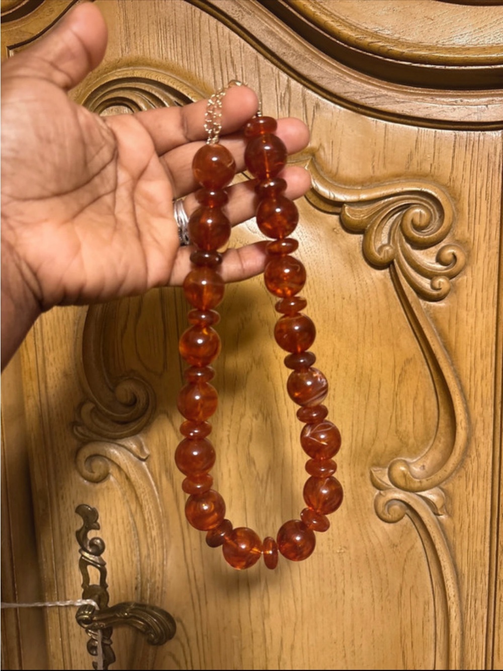 Time and Tru Amber-Tone Beaded Necklace